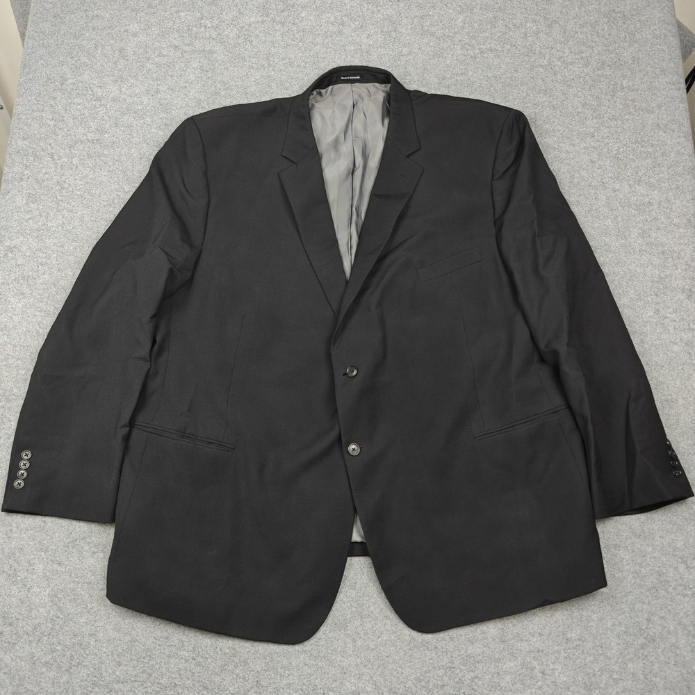 Pronto Uomo Blazer Mens 60L Big & Tall Black Wool Two Button Sport Coat Jacket - Picture 1 of 14